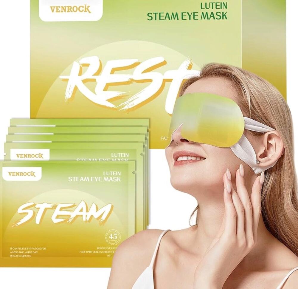 Venrock Lutein Steam Eye Mask 10 Pack Self Heating Relaxing Eye Masks NIB